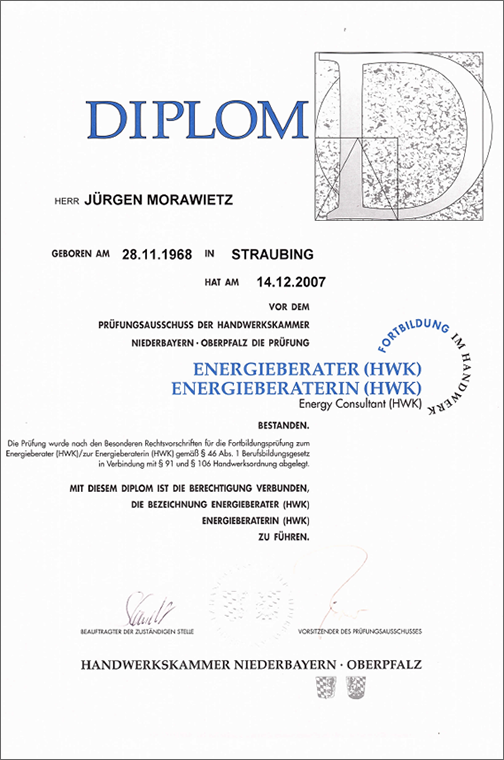 Zertifikat Energieberater